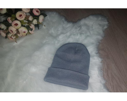 Шапка осіння в'язана яскрава одноколірна, Сіра (One Size)