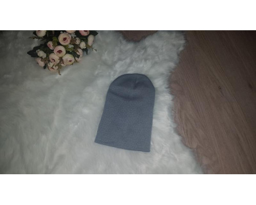 Шапка осіння в'язана яскрава одноколірна, Сіра (One Size)