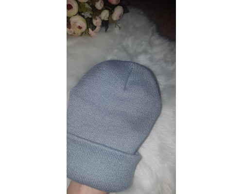 Шапка осіння в'язана яскрава одноколірна, Сіра (One Size)