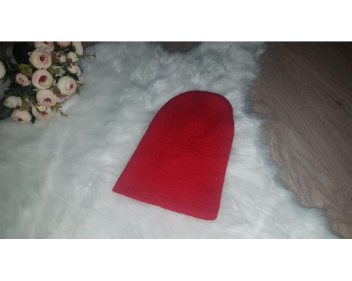 Шапка осіння в'язана яскрава одноколірна, Червона (One Size)
