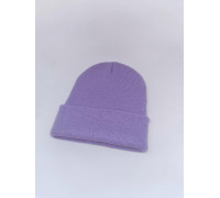 Шапка осіння в'язана яскрава одноколірна, Бузкова (One Size)