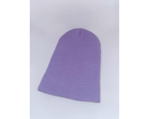 Шапка осіння в'язана яскрава одноколірна, Бузкова (One Size)