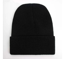 Шапка осіння в'язана яскрава одноколірна, Чорна (One Size)