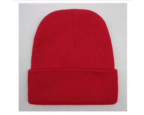 Шапка осіння в'язана яскрава одноколірна, Червона (One Size)