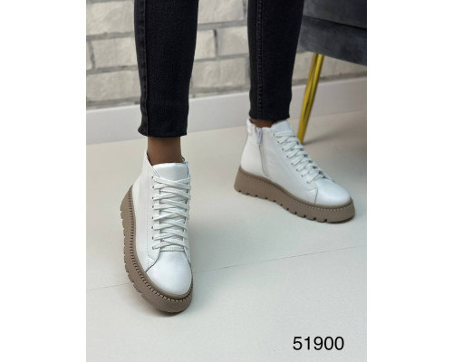 Черевики жіночі ботінки матеріал натуральна шкіра шнурівка колір білий розмір 37 (24 см) (51900)