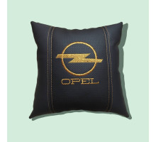 Автомобільна подушка в салон OPEL / ОПЕЛЬ чорна з золотим логотипом