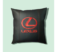 Автомобільна подушка в салон Lexus / Лексус чорна з червоним логотипом