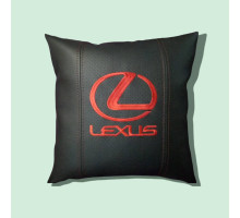 Автомобільна подушка в салон Lexus / Лексус чорна з червоним логотипом