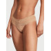 Жіночі трусики мереживні Victoria's Secret Trim Hipster Thong Panty S Бежеві