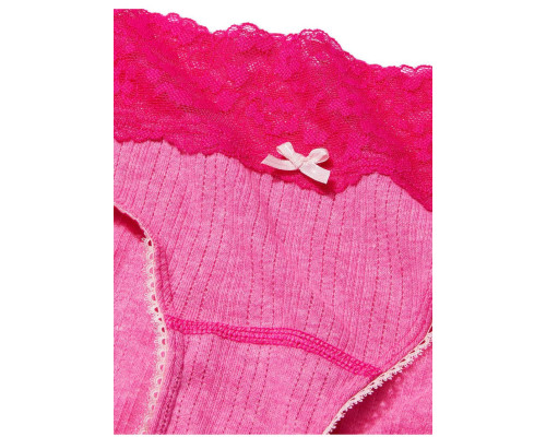 Бавовняні жіночі трусики Victoria's Secret Lace Waist Cotton Hiphugger Panty XS Рожеві