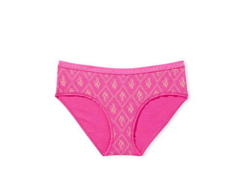 Трусики жіночі еластичні хіпстери Victoria's Secret XS з логотипом рожеві