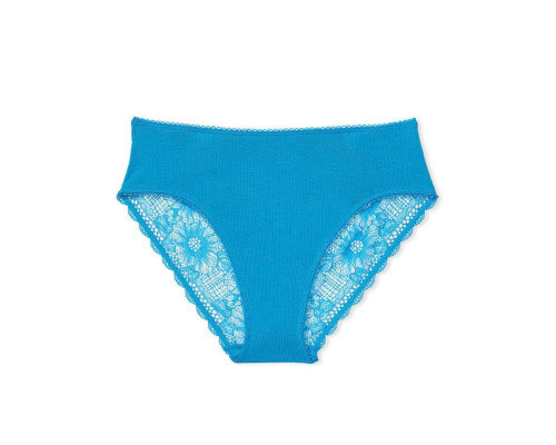 Бавовняні Трусики Сліпи Victoria's Secret S Блакитні з мереживом