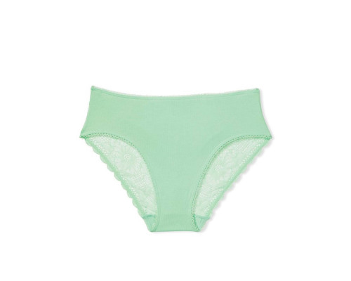Бавовняні Трусики Сліпи Victoria's Secret S Світло-зелені з мереживом