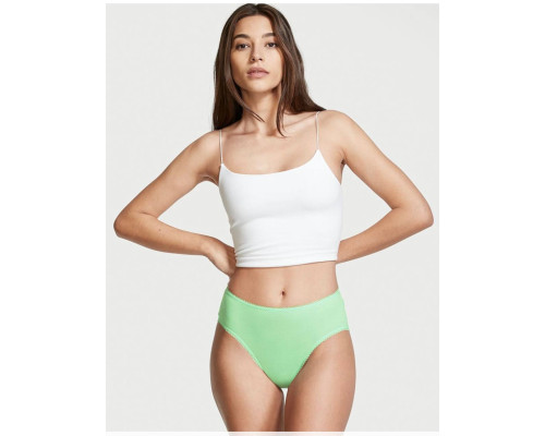 Бавовняні Трусики Сліпи Victoria's Secret S Світло-зелені з мереживом
