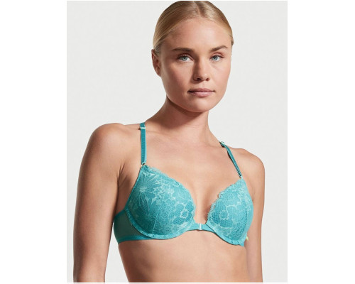 Бюстгальтер жіночий Victoria's Secret Push Up 34 А колір блакитний мереживна спинка