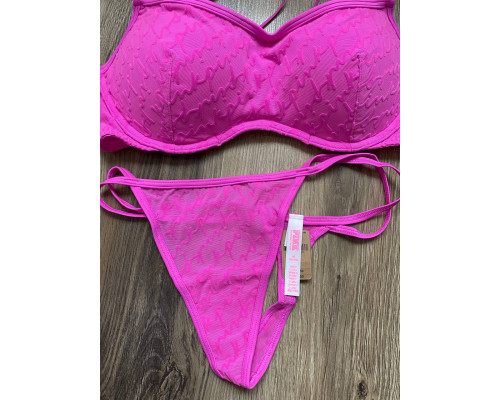 Жіночий комплект білизни PINK BRALETTES & BRA TOPS MESH PUSH-UP BRALETTE рожевий (М)