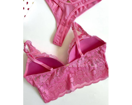 Бюстгальтер бралет без кісточок мереживний Victoria's Secret S Рожевий