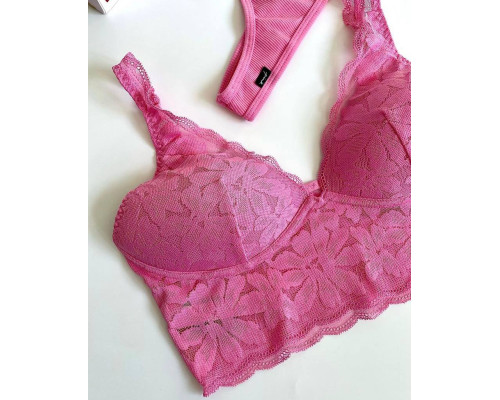 Бюстгальтер бралет без кісточок мереживний Victoria's Secret S Рожевий