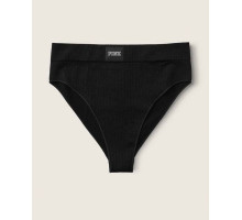 Безшовні Трусики Бікіні Victoria's Secret PINK Seamless High Waist Rib Bikini Panty Чорні S