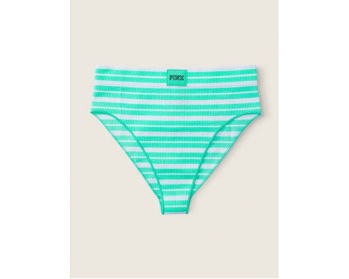 Трусики Бікіні Victoria's Secret PINK High Waist Rib Bikini Panty М смужка