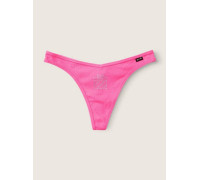 Трусики Victoria's Secret Pink Cotton Thong Underwear М рожеві зі стразами