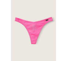 Трусики Victoria's Secret Pink Cotton Thong Underwear S рожеві зі стразами