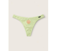 Трусики Victoria's Secret Pink Cotton Thong Underwear М салатові з мушлею