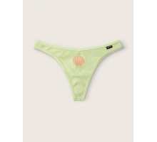 Трусики Victoria's Secret Pink Cotton Thong Underwear М салатові з мушлею