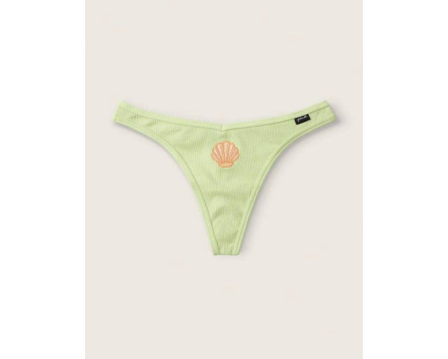 Трусики Victoria's Secret Pink Cotton Thong Underwear М салатові з мушлею