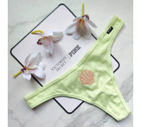 Трусики Victoria's Secret Pink Cotton Thong Underwear S салатові з мушлею