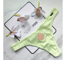 Трусики Victoria's Secret Pink Cotton Thong Underwear S салатові з мушлею