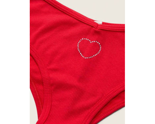 Бавовняні жіночі трусики Victoria's Secret PINK - Red Pepper Rib М Червоні