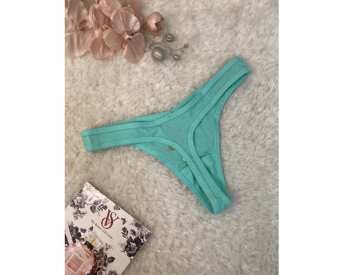 Трусики Victoria's Secret Pink Cotton Thong Underwear М зелені зі стразами