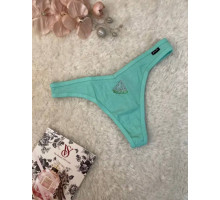 Трусики Victoria's Secret Pink Cotton Thong Underwear М зелені зі стразами