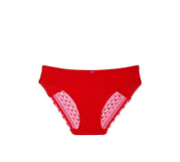 Трусики хлопкові Victoria's Secret бікіні з мереживом червоні S