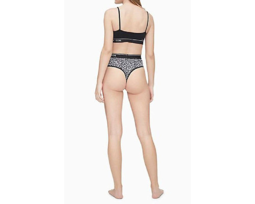 Трусики стрінги Calvin klein ck one з високою посадкою чорно-білі  S