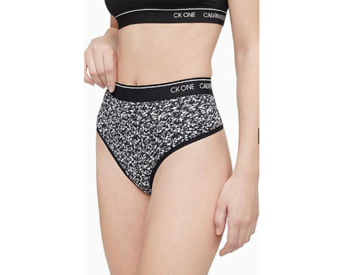 Трусики стрінги Calvin klein ck one з високою посадкою чорно-білі  S