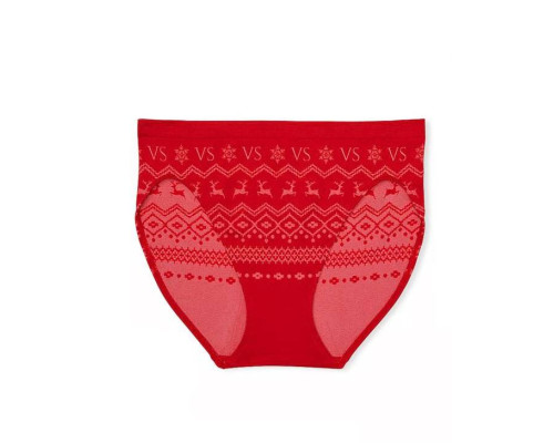 Трусики жіночі новорічні Victorias Secret Seamless Christmas Reindeer Panty Червоні L