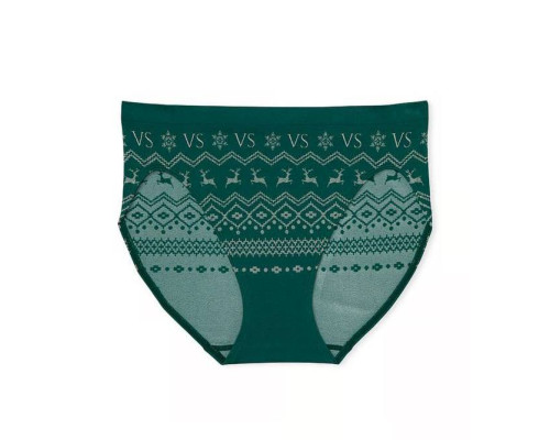 Трусики жіночі новорічні Victorias Secret Seamless Christmas Reindeer Panty Green Зелені L