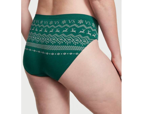 Трусики жіночі новорічні Victorias Secret Seamless Christmas Reindeer Panty Green Зелені L