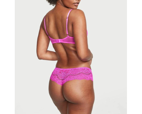 Жіночі трусики Victoria's Secret Lace Hipster Thong Panty Pink Berry S Рожеві