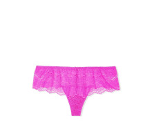 Жіночі трусики Victoria's Secret Lace Hipster Thong Panty Pink Berry S Рожеві