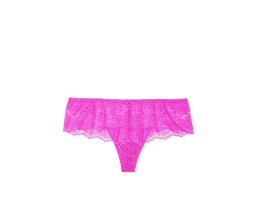Жіночі трусики Victoria's Secret Lace Hipster Thong Panty Pink Berry S Рожеві