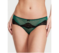 Трусики стрінги жіночі Victoria's Secret S Зелені з чорним ажурні