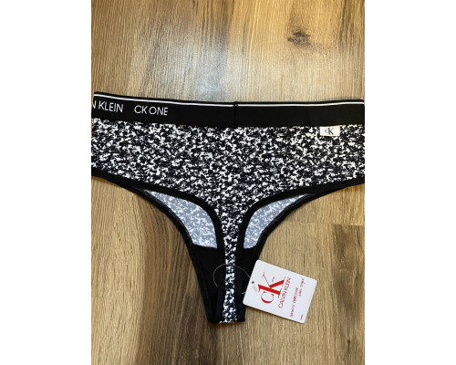 Трусики стрінги Calvin klein ck one з високою посадкою чорно-білі  S