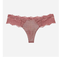 Трусики жіночі Victoria's Secret Lace-Trim Smooth Shimmer Thong Panty Color Rose Shimmer S