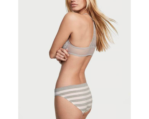 Безшовні трусики бікіні Victoria's Secret XL сірі в білу смужку