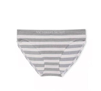 Безшовні трусики бікіні Victoria's Secret XL сірі в білу смужку