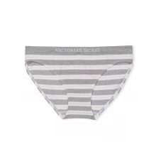 Безшовні трусики бікіні Victoria's Secret XL сірі в білу смужку
