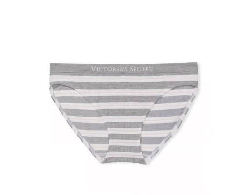 Безшовні трусики бікіні Victoria's Secret XL сірі в білу смужку